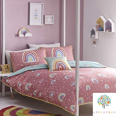 Appletree Rainbow Pom-Bettwäsche-Set, Baumwolle, Rosa, Doppelbett Appletree Rainbow Pom-Bettwäsche-Set, Baumwolle, Rosa, Doppelbett