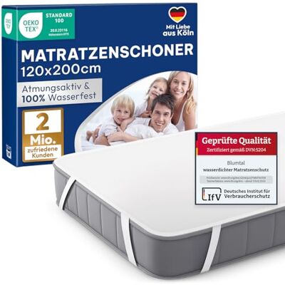 Blumtal Matratzenschoner 120x200cm wasserdichte Matratzenauflage 120x200cm aus 80% Baumwolle Oeko-TEX zert. Inkontinenzunterlage waschbar bis 95 °C knisterfreier Bett Topper Nässeschutz Blumtal Matratzenschoner 120x200cm wasserdichte Matratzenauflage 120x200cm aus 80% Baumwolle Oeko-TEX zert. Inkontinenzunterlage waschbar bis 95 °C knisterfreier Bett Topper Nässeschutz
