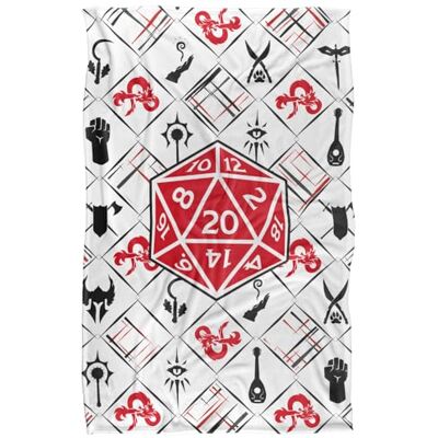 LOGOVISION Dungeons & Dragons D20 Pattern Superweiche Kuscheldecke mit seidigem Griff – 91 x 147 cm LOGOVISION Dungeons & Dragons D20 Pattern Superweiche Kuscheldecke mit seidigem Griff – 91 x 147 cm