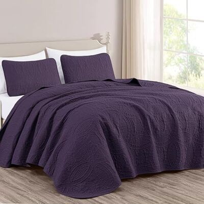 Chezmoi Collection Austin 3-teiliges übergroßes Tagesdecken-Set (Kingsize, Violett) Chezmoi Collection Austin 3-teiliges übergroßes Tagesdecken-Set (Kingsize, Violett)
