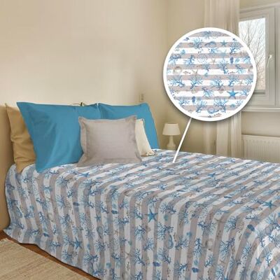 PENSIERI DELICATI Tagesdecke 220 x 280 cm, Einzelbett, 100% Piqué-Baumwolle, ideal als Überwurf für französisches Bett, Motiv: Marine mit blauen Streifen, 100% Made in Italy PENSIERI DELICATI Tagesdecke 220 x 280 cm, Einzelbett, 100% Piqué-Baumwolle, ideal als Überwurf für französisches Bett, Motiv: Marine mit blauen Streifen, 100% Made in Italy