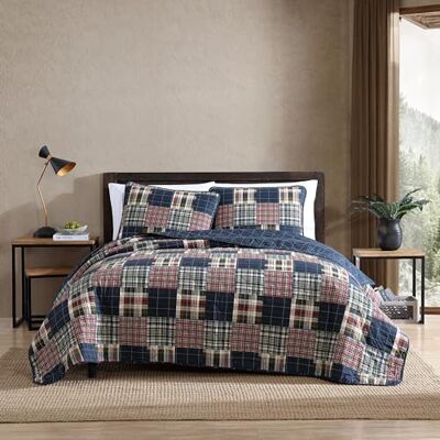 Eddie Bauer Queen-Size-Bettwäsche-Set, Wendebettwäsche aus Baumwolle mit passenden Kissenbezügen, leichte Heimdekoration für alle Jahreszeiten (Madrona-Marineblau/Rot, Queensize) Eddie Bauer Queen-Size-Bettwäsche-Set, Wendebettwäsche aus Baumwolle mit passenden Kissenbezügen, leichte Heimdekoration für alle Jahreszeiten (Madrona-Marineblau/Rot, Queensize)