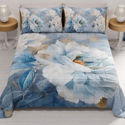 PETTI Artigiani Italiani Tagesdecke für französisches Bett, 220 x 260 cm, 100 g/m², wendbar, für französisches Bett, leichte Steppdecke, Blumenmuster 13, 100% Made in Italy PETTI Artigiani Italiani Tagesdecke für französisches Bett, 220 x 260 cm, 100 g/m², wendbar, für französisches Bett, leichte Steppdecke, Blumenmuster 13, 100% Made in Italy