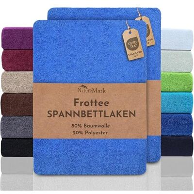 NatureMark Frottee Spannbettlaken 2er Pack – weich und atmungsaktiv, hautfreundlich, praktisch & pflegeleicht, langlebig, 80% Baumwolle & 20% Polyester, 140x200 cm 160x200 cm, Royal Blau NatureMark Frottee Spannbettlaken 2er Pack – weich und atmungsaktiv, hautfreundlich, praktisch & pflegeleicht, langlebig, 80% Baumwolle & 20% Polyester, 140x200 cm 160x200 cm, Royal Blau