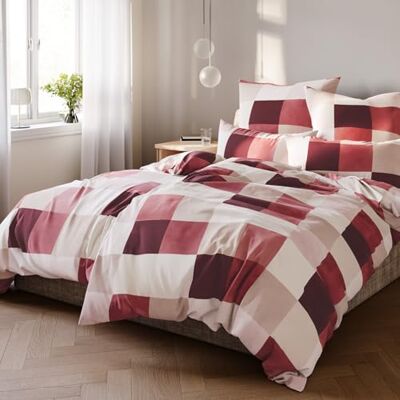 Pure Karierte Bettwäsche Set 4tlg 135x200 40x80 rot aus Baumwolle Waschbar bei 60∘C Atmungsaktiv für Sommer & Winter pflegeleicht Pure Karierte Bettwäsche Set 4tlg 135x200 40x80 rot aus Baumwolle Waschbar bei 60∘C Atmungsaktiv für Sommer & Winter pflegeleicht