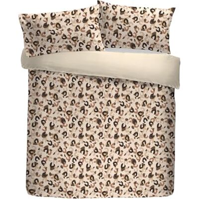 Fusion Cosy Leopard King Bettbezug-Set, 100% Polyester, 230 x 220 cm, Natur, Fleece mit Sherpa-Rückseite, Tierdruck Fusion Cosy Leopard King Bettbezug-Set, 100% Polyester, 230 x 220 cm, Natur, Fleece mit Sherpa-Rückseite, Tierdruck