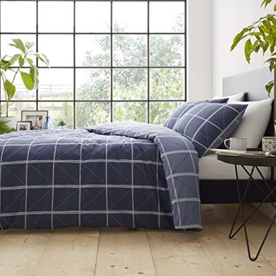 Catherine Lansfield Geometric Grid Bettbezug + Kissenbezug, Bett 105 cm – 180 x 220 + 50 x 125 cm Catherine Lansfield Geometric Grid Bettbezug + Kissenbezug, Bett 105 cm – 180 x 220 + 50 x 125 cm