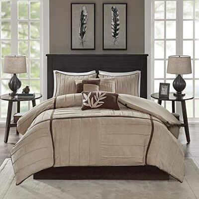 Madison Park Passende Bettröcke für alle Jahreszeiten, dekorative Kissen, Polyester, Dune-Wildleder, Beige Braun, 208,3 x 228,6 cm Madison Park Passende Bettröcke für alle Jahreszeiten, dekorative Kissen, Polyester, Dune-Wildleder, Beige Braun, 208,3 x 228,6 cm