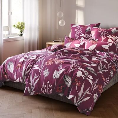 Pure Blumen Bettwäsche Set 4tlg 155x220 40x80 aus Baumwolle Waschbar bei 60∘C Atmungsaktiv für Sommer & Winter pflegeleicht Pure Blumen Bettwäsche Set 4tlg 155x220 40x80 aus Baumwolle Waschbar bei 60∘C Atmungsaktiv für Sommer & Winter pflegeleicht