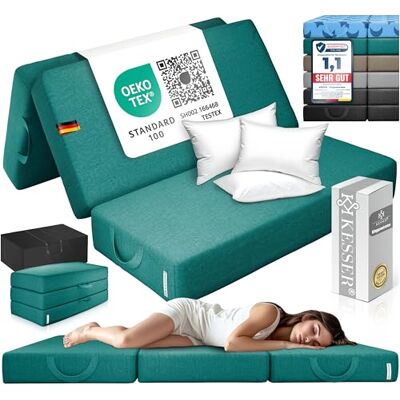 KESSER ® Klappmatratze 120 x 195 x 15 cm Gästematratze 3-Fach faltbar zum Sitzhocker Faltmatratze Schaumstoff 25kg/m³ extra dick 15cm atmungsaktiv waschbar Abnehmbarer Bezug inkl. Camping Tragetasche KESSER ® Klappmatratze 120 x 195 x 15 cm Gästematratze 3-Fach faltbar zum Sitzhocker Faltmatratze Schaumstoff 25kg/m³ extra dick 15cm atmungsaktiv waschbar Abnehmbarer Bezug inkl. Camping Tragetasche