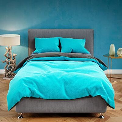 Leonado Vicenti Teddyplüsch Bettwäsche 155x220 cm Cashmere Touch Warme Winter Uni Bettbezug Deckenbezug Kissenbezug Anthrazit Petrol Türkis 2 teilig Leonado Vicenti Teddyplüsch Bettwäsche 155x220 cm Cashmere Touch Warme Winter Uni Bettbezug Deckenbezug Kissenbezug Anthrazit Petrol Türkis 2 teilig