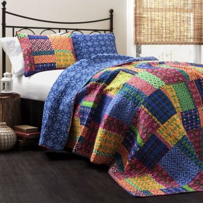 Lush Decor Misha 16T001779 Bettwäsche-Set 5-teilig, Marineblau, Fuchisa/Navy, King Size Lush Decor Misha 16T001779 Bettwäsche-Set 5-teilig, Marineblau, Fuchisa/Navy, King Size