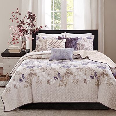 Madison Park Luna Quilt Modernes klassisches Design für alle Jahreszeiten, atmungsaktiver Bezug, leichtes Bettwäsche-Set, passende Kissenbezüge, dekoratives Kissen, Doppelbett/Queen-Size-Bett (228,6 x 228,6 cm), Blumenmuster, Taupe, 6-teilig Madison Park Luna Quilt Modernes klassisches Design für alle Jahreszeiten, atmungsaktiver Bezug, leichtes Bettwäsche-Set, passende Kissenbezüge, dekoratives Kissen, Doppelbett/Queen-Size-Bett (228,6 x 228,6 cm), Blumenmuster, Taupe, 6-teilig