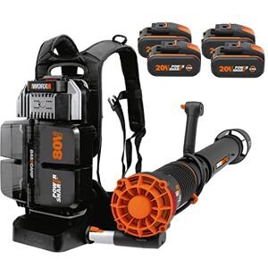 WORX Nitro WG572E 80V (4x20V/4Ah) Laubbläser – Profi mit leistungsstark bürstenlosem Motor – großes Luftvolumen – Variable Geschwindigkeit mit Turbomodus – inkl. 4 x Pro Akkus & Basecamp Ladengerät WORX Nitro WG572E 80V (4x20V/4Ah) Laubbläser – Profi mit leistungsstark bürstenlosem Motor – großes Luftvolumen – Variable Geschwindigkeit mit Turbomodus – inkl. 4 x Pro Akkus & Basecamp Ladengerät