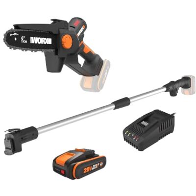 WORX WG327E.2 20V Akku Mini-Kettensäge mit Verlängerungsstange WORX WG327E.2 20V Akku Mini-Kettensäge mit Verlängerungsstange