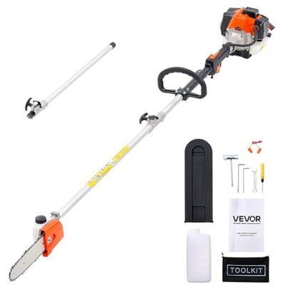 VEVOR Benzin Hochentaster, 25ccm 2-Takt, Motorsäge, Teleskopsäge mit 2-2,74m ausziehbarer Stange, 20,3cm Schwert, 650ml Kraftstofftank, für ein kraftvolles Sägen in hohen Baumkronen VEVOR Benzin Hochentaster, 25ccm 2-Takt, Motorsäge, Teleskopsäge mit 2-2,74m ausziehbarer Stange, 20,3cm Schwert, 650ml Kraftstofftank, für ein kraftvolles Sägen in hohen Baumkronen