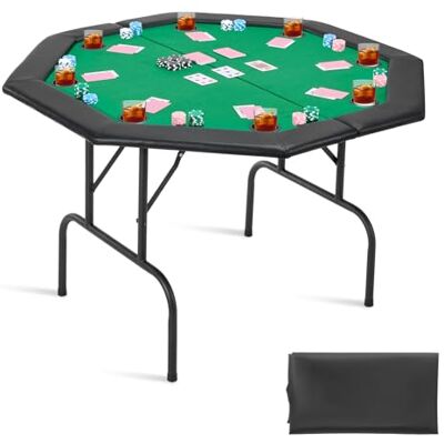 VEVOR klappbarer Pokertisch für 8 Spieler (126 cm) Kasino-Freizeittisch mit gepolsterten Schienen & Getränkehaltern, achteckige tragbare Spieltische mit Filz- und Metallbeinen, Texas Hold’em Poker VEVOR klappbarer Pokertisch für 8 Spieler (126 cm) Kasino-Freizeittisch mit gepolsterten Schienen & Getränkehaltern, achteckige tragbare Spieltische mit Filz- und Metallbeinen, Texas Hold’em Poker