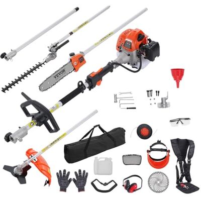 VEVOR 43CC 6-in-1 Heckentrimmer, Benzin-Heckenschere, Unkrautvernichter, Fadentrimmer, Freischneider, Kantenschneider, Hochentaster, Kettensäge, Astsäge mit Verlängerungsstange VEVOR 43CC 6-in-1 Heckentrimmer, Benzin-Heckenschere, Unkrautvernichter, Fadentrimmer, Freischneider, Kantenschneider, Hochentaster, Kettensäge, Astsäge mit Verlängerungsstange