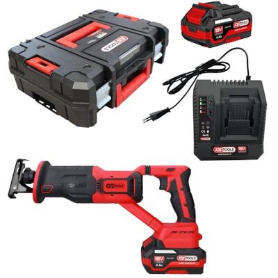KS Tools 515.4775F Akku Säbelsäge 18V Brushless im Koffer mit 2 Akkus 4 Ah und Ladegerät 3000 U/min Holzschneider Metall Aluminium Professionelle Säbelsäge KS Tools 515.4775F Akku Säbelsäge 18V Brushless im Koffer mit 2 Akkus 4 Ah und Ladegerät 3000 U/min Holzschneider Metall Aluminium Professionelle Säbelsäge