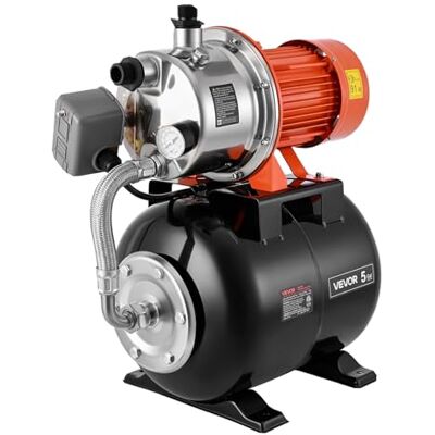 VEVOR Hauswasserwerk 1,6 PS 5000 L/h Flachbrunnenpumpe mit Druckbehälter VEVOR Hauswasserwerk 1,6 PS 5000 L/h Flachbrunnenpumpe mit Druckbehälter