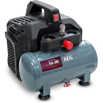 AEG Kompressor KL6 Leiser und kraftvoller Druckluftkompressor für Werkstatt, Haushalt, Hobby vielseitig nutzbar, wartungsfrei, Öl-frei, 56 dB, 1,5 PS Motorleistung, 6 L Tank, 8 bar, 206 L/min AEG Kompressor KL6 Leiser und kraftvoller Druckluftkompressor für Werkstatt, Haushalt, Hobby vielseitig nutzbar, wartungsfrei, Öl-frei, 56 dB, 1,5 PS Motorleistung, 6 L Tank, 8 bar, 206 L/min