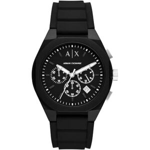 Armani Exchange Watch for Men, Quarz-Chronographenwerk und 44mm Gehäusegröße mit Silikonarmband, Tiefschwarz und Weiß Armani Exchange Watch for Men, Quarz-Chronographenwerk und 44mm Gehäusegröße mit Silikonarmband, Tiefschwarz und Weiß