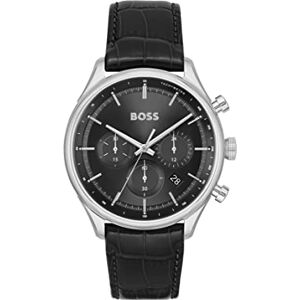 Boss Chronograph Quarz Uhr für Herren Kollektion Gregor mit Schwarzes Lederarmband 1514049 Boss Chronograph Quarz Uhr für Herren Kollektion Gregor mit Schwarzes Lederarmband 1514049