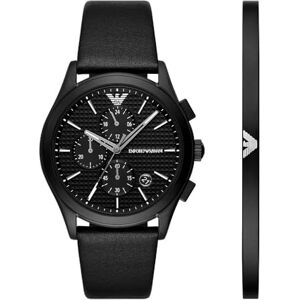 Giorgio Armani Herrenset Uhr Chronograph Edelstahl schwarz Armband, AR80070SET Giorgio Armani Herrenset Uhr Chronograph Edelstahl schwarz Armband, AR80070SET