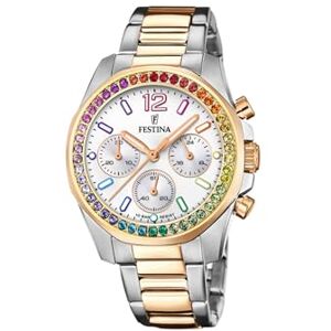 Festina Damen Uhr Analog Edelstahl 316L Silber Quarz Chronograph Mineralglas hochresistent 10 ATM wasserdicht F20608/2 Boyfriend Collection Festina Damen Uhr Analog Edelstahl 316L Silber Quarz Chronograph Mineralglas hochresistent 10 ATM wasserdicht F20608/2 Boyfriend Collection