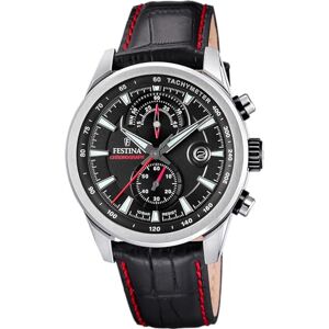 Festina Herren Uhr Analog mit Schwarzem Lederarmband Quarzwerk Chronograph Kalender Mineralglas mit hoher Widerstandsfähigkeit Wasserdicht bis 10 ATM Elegant F20695/6 Timeless Chronograph Festina Herren Uhr Analog mit Schwarzem Lederarmband Quarzwerk Chronograph Kalender Mineralglas mit hoher Widerstandsfähigkeit Wasserdicht bis 10 ATM Elegant F20695/6 Timeless Chronograph