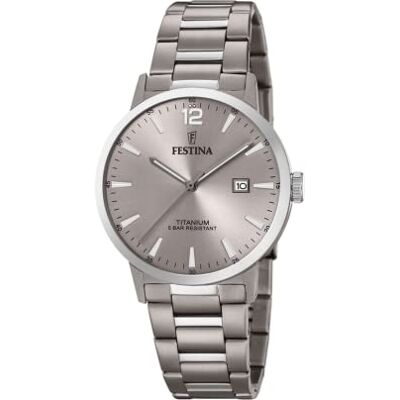 Festina Herrenuhr Analog Titan Grau Quarzwerk Datum Gehärtetes Mineralglas Wasserdicht 5 ATM Klassisch F20435/2 Calendario Titanium Festina Herrenuhr Analog Titan Grau Quarzwerk Datum Gehärtetes Mineralglas Wasserdicht 5 ATM Klassisch F20435/2 Calendario Titanium