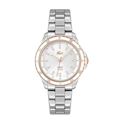 Lacoste Analog Quarzuhr für Damen Kollektion Santorini mit Silbernes Edelstahlarmband 2001370 Lacoste Analog Quarzuhr für Damen Kollektion Santorini mit Silbernes Edelstahlarmband 2001370