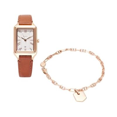 Fossil Raquel Uhr für Damen, Quarzwerk mit Edelstahl- oder Lederarmband Weinrot 8.7Lx8.7Wx7Hcm Fossil Raquel Uhr für Damen, Quarzwerk mit Edelstahl- oder Lederarmband Weinrot 8.7Lx8.7Wx7Hcm