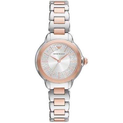Giorgio Armani Watch for Women, 32mm Silberton Quarz-Dreizeigerwerk und Edelstahlarmband Giorgio Armani Watch for Women, 32mm Silberton Quarz-Dreizeigerwerk und Edelstahlarmband