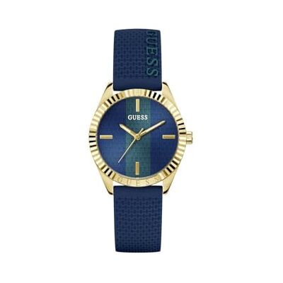 Guess Crew Damen Uhr 36 mm Edelstahl – Quarz Analog Armbanduhr Silikonarmband Blau, Fashion Uhr Damenuhr Blau Gold, 5 bar GW1044L2 Guess Crew Damen Uhr 36 mm Edelstahl – Quarz Analog Armbanduhr Silikonarmband Blau, Fashion Uhr Damenuhr Blau Gold, 5 bar GW1044L2