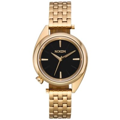 Nixon Eddy Damen Armbanduhr Gold Schwarz, Quarz Analog Uhr mit Edelstahlgehäuse 38 x 29 mm und Edelstahlarmband, 10 bar wasserdicht, A1459-510-00 Nixon Eddy Damen Armbanduhr Gold Schwarz, Quarz Analog Uhr mit Edelstahlgehäuse 38 x 29 mm und Edelstahlarmband, 10 bar wasserdicht, A1459-510-00