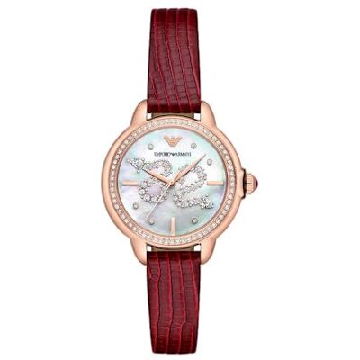 Giorgio Armani Watch for Women, 32mm Quarz-Dreizeigerwerk mit Lederarmband Giorgio Armani Watch for Women, 32mm Quarz-Dreizeigerwerk mit Lederarmband