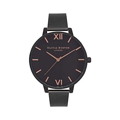 Olivia Burton Analog Quarzuhr für Damen Kollektion After Dark mit Schwarzes Edelstahl-Mesh-Gliederarmband OB15BD83 Olivia Burton Analog Quarzuhr für Damen Kollektion After Dark mit Schwarzes Edelstahl-Mesh-Gliederarmband OB15BD83