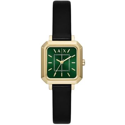 Armani Exchange Watch For Women, Quarz Dreizeigeruhrwerk und 27 mm Gehäusegröße mit Lederarmband Armani Exchange Watch For Women, Quarz Dreizeigeruhrwerk und 27 mm Gehäusegröße mit Lederarmband