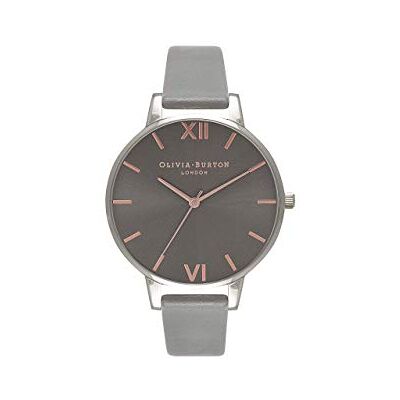 Olivia Burton Analog Quarzuhr für Damen mit Dunkel-Graues Lederarmband OB16BD90 Olivia Burton Analog Quarzuhr für Damen mit Dunkel-Graues Lederarmband OB16BD90