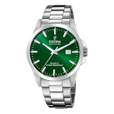 Festina Swiss Made Herrenuhr Analog aus Edelstahl 316l Silberfarben Festina Swiss Made Herrenuhr Analog aus Edelstahl 316l Silberfarben