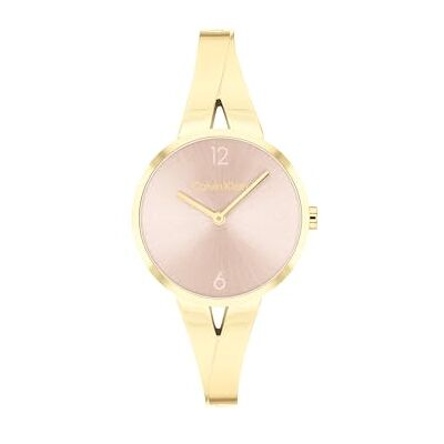 Calvin Analog Quarzuhr für Damen Kollektion Joyful mit Goldfarben mit Armreif aus Edelstahl 25100027 Calvin Analog Quarzuhr für Damen Kollektion Joyful mit Goldfarben mit Armreif aus Edelstahl 25100027