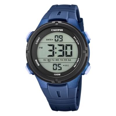 Calypso Digitale Herrenuhr Kautschuk Blau 10 ATM, Datum, Stoppuhr, Dualzeit, Licht, Alarm, 12/24 Std K5837/3 Flash Time Calypso Digitale Herrenuhr Kautschuk Blau 10 ATM, Datum, Stoppuhr, Dualzeit, Licht, Alarm, 12/24 Std K5837/3 Flash Time