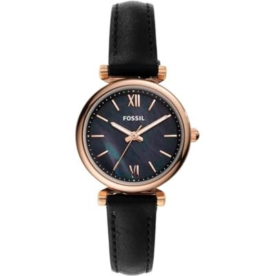 Fossil Damenuhr Carlie Mini, Quarzwerk, 28mm Rose Gold Edelstahlgehäuse mit einem Lederarmband, ES4700 Fossil Damenuhr Carlie Mini, Quarzwerk, 28mm Rose Gold Edelstahlgehäuse mit einem Lederarmband, ES4700