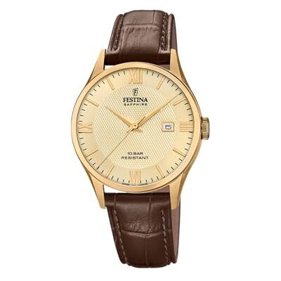 Festina Swiss Made Herrenuhr Analog aus Leder Braun Festina Swiss Made Herrenuhr Analog aus Leder Braun