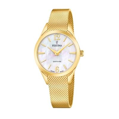 Festina Swiss Made Damenuhr Analog aus Edelstahl 316l Goldfarben Festina Swiss Made Damenuhr Analog aus Edelstahl 316l Goldfarben