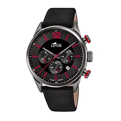Lotus Herrenuhr Analog aus Leder Schwarz Lotus Herrenuhr Analog aus Leder Schwarz