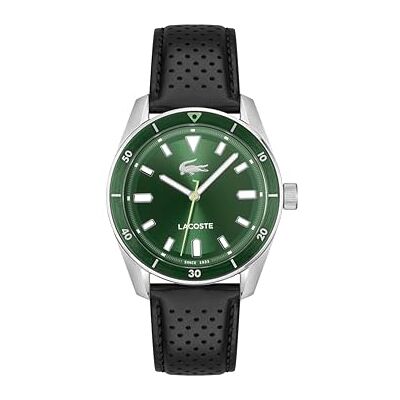Lacoste Uhr mit DREI-Zeiger-Quarzwerk für Herren Kollektion Boston mit Schwarzes Lederarmband 2011423 Lacoste Uhr mit DREI-Zeiger-Quarzwerk für Herren Kollektion Boston mit Schwarzes Lederarmband 2011423