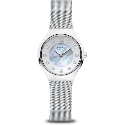 Bering Damen Solar Uhr Armbanduhr 27 mm Edelstahlgehäuse und Perlmutt Zifferblatt Milanaisearmband Saphierglas 5 ATM 14427 Bering Damen Solar Uhr Armbanduhr 27 mm Edelstahlgehäuse und Perlmutt Zifferblatt Milanaisearmband Saphierglas 5 ATM 14427