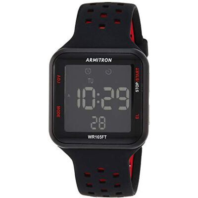 Armitron Sport Unisex Digital Chronograph Silicone Strap Watch, 40/8417 Black/Red Armitron Sport Unisex Digital Chronograph Silicone Strap Watch, 40/8417 Black/Red